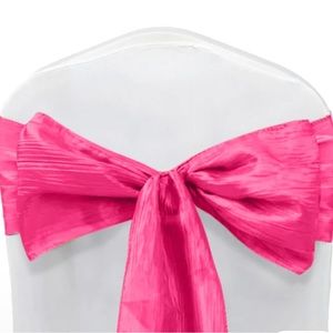 10 fuschia crinkle taffeta chair sashes.
